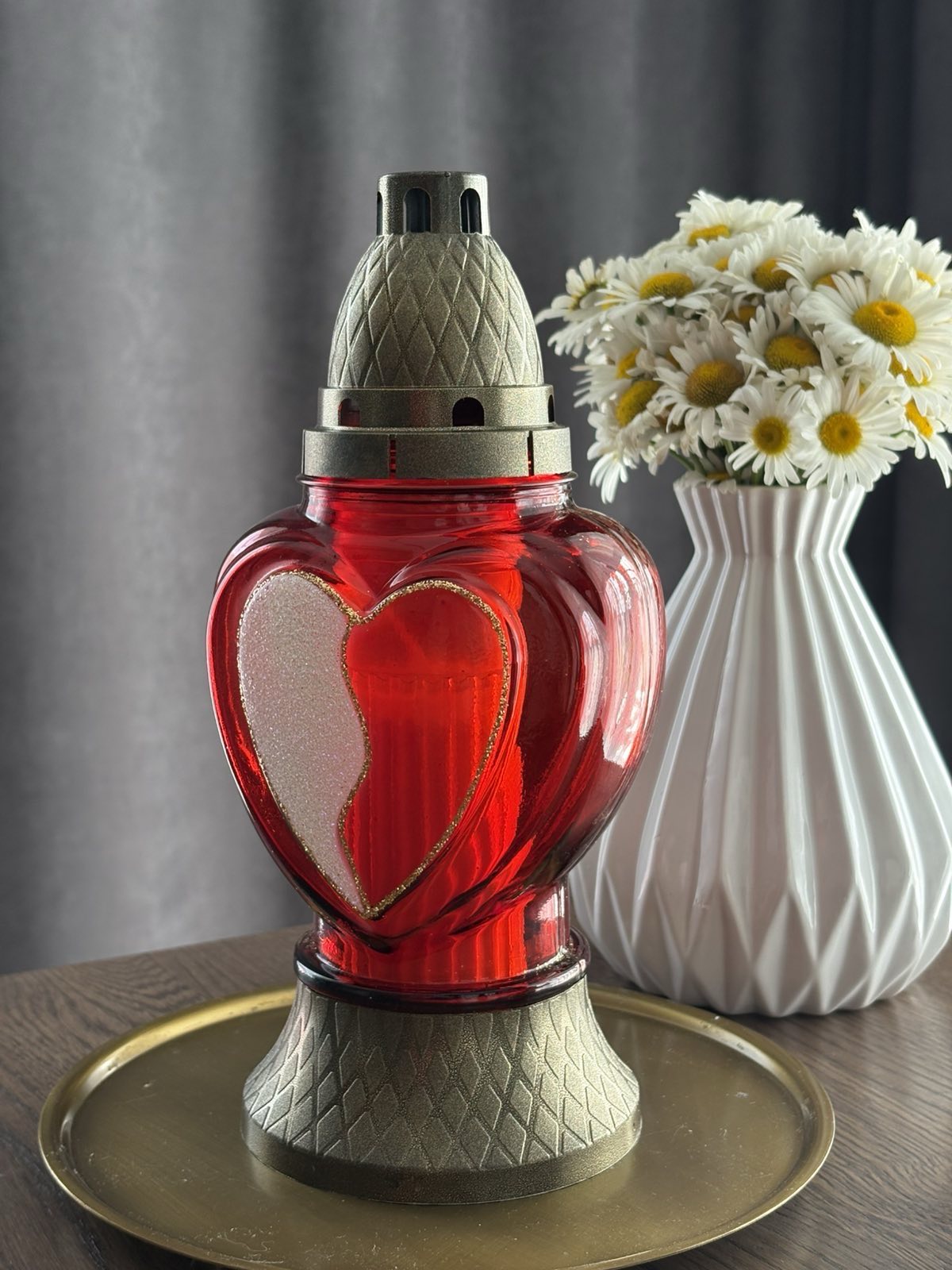 Лампада стеклянная C-14 сердце красная