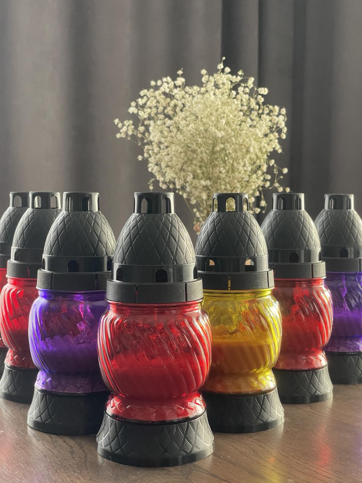 Свеча-лампада стеклянная C-3 mix  (крышка и ножка пластик)