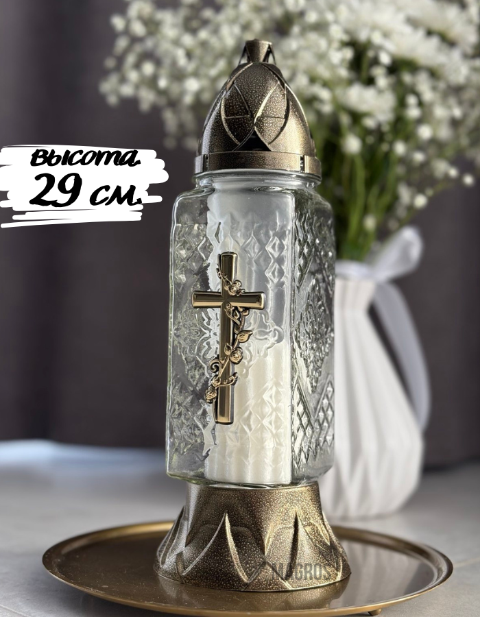 Свеча-лампада стеклянная T-4 Крестик