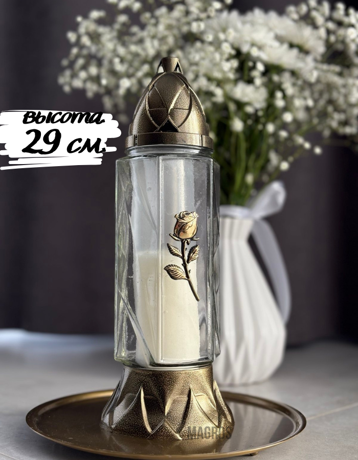 Свеча-лампада стеклянная T-6 роза