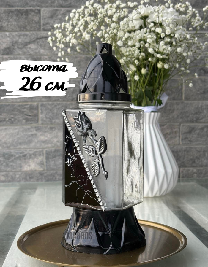 Свеча-лампада стеклянная Z-575Z черная